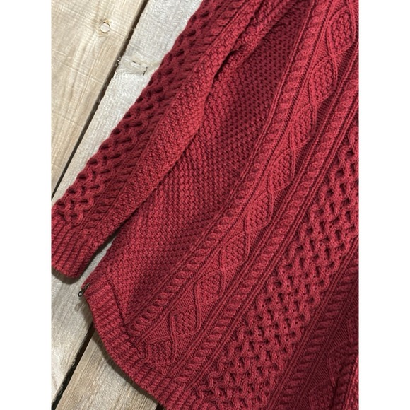 LL Bean Signature Fisherman Cable Knit Sweater Womens L Red 100% Cotton Tunic - Picture 5 of 8